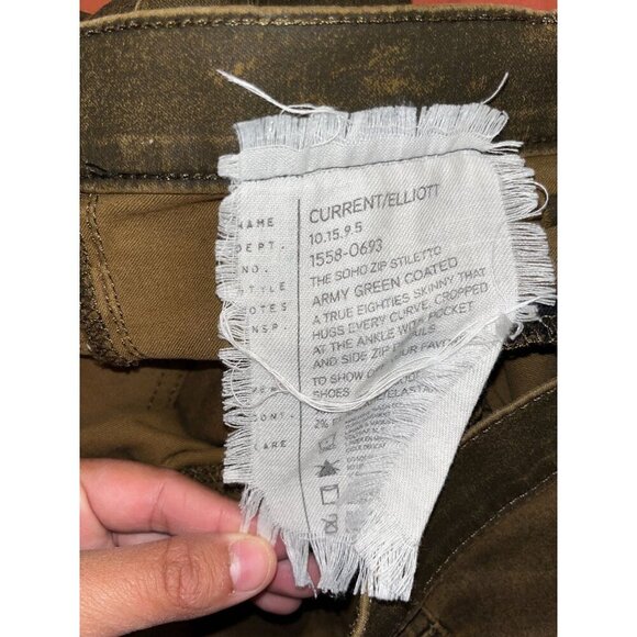 Current Elliot the Soho Zip Stilleto Jeans in Army Green Women  Size 29 - Picture 14 of 14